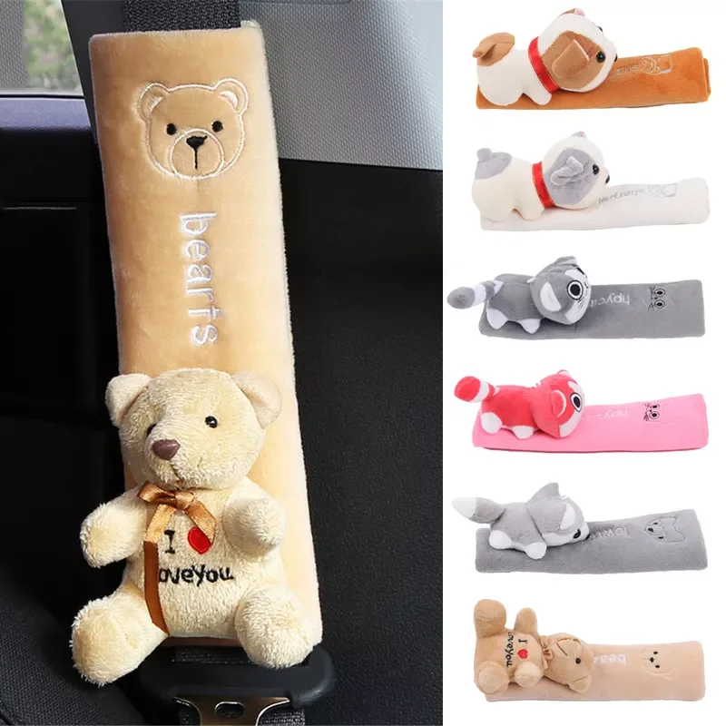 

Cartoon Car Seat Belt Cover Cute Decoration Soft Shoulder Pad Flannel Warm SeatBelt Cushion Protector Auto Accessories