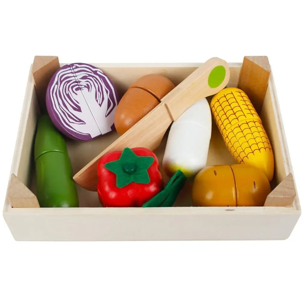 

Имитация кухонной игрушки, Деревянная Классическая игра Монтессори, обучающая игрушка для детей, подарок для детей, набор фруктов и овощей