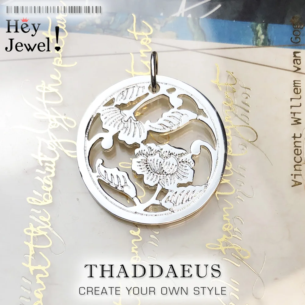 

Pendants Peony Flowers Ornament, Brand New Jewelry Europe Trendy Bijoux 925 Sterling Silver Accessories Gift For Woman