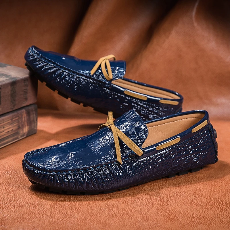 Кожаные мужские повседневные лоферы летние топ-сайдеры слипоны на плоской