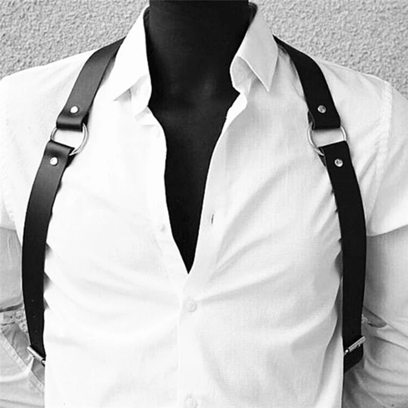 

1pc Sexy Women Mature Men Gentleman Adjustable Leather Body Chest Harness Belt Black Punk Fancy Costume Clothing Accessories