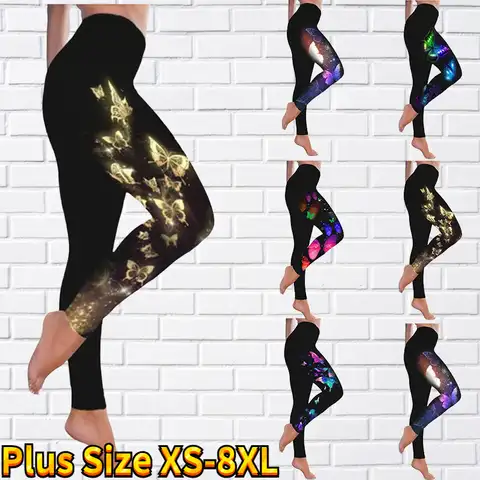 Модные новые леггинсы с принтом бабочки, модные женские леггинсы, облегающие Стрейчевые брюки, штаны для йоги, брюки для фитнеса