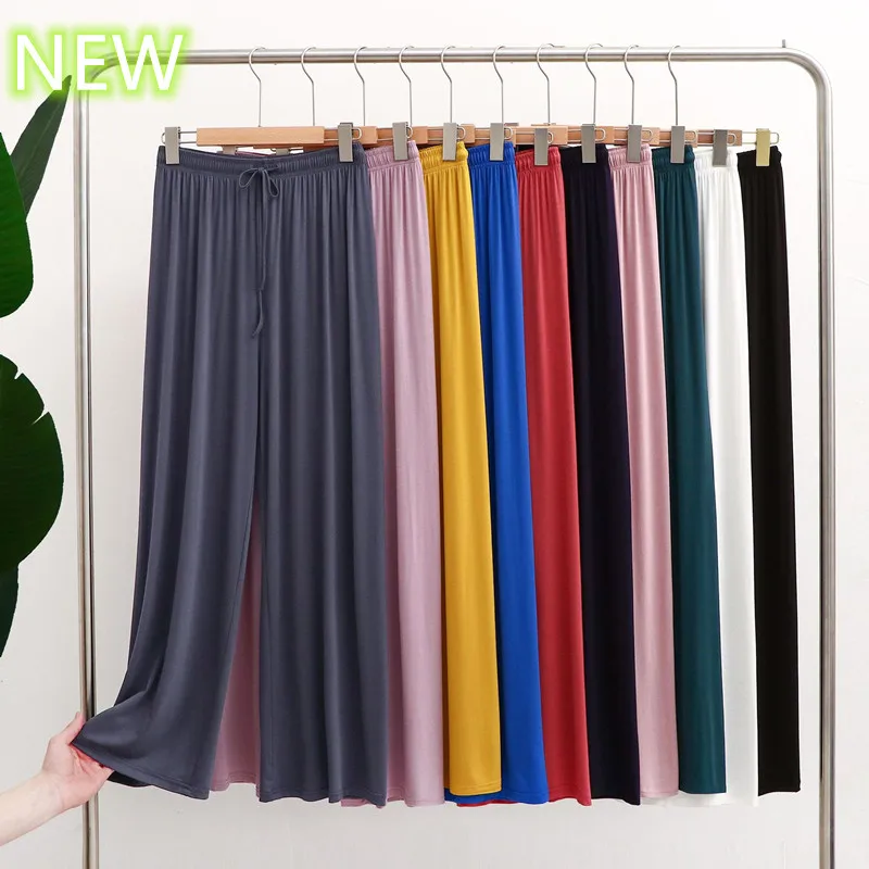 

Summer Thin Pajamas Pant Casual Sleepwear For Women Pink Full Pants Pyjama Women's Modal Cool Cotton 2022 Fashion Clothes Candy
