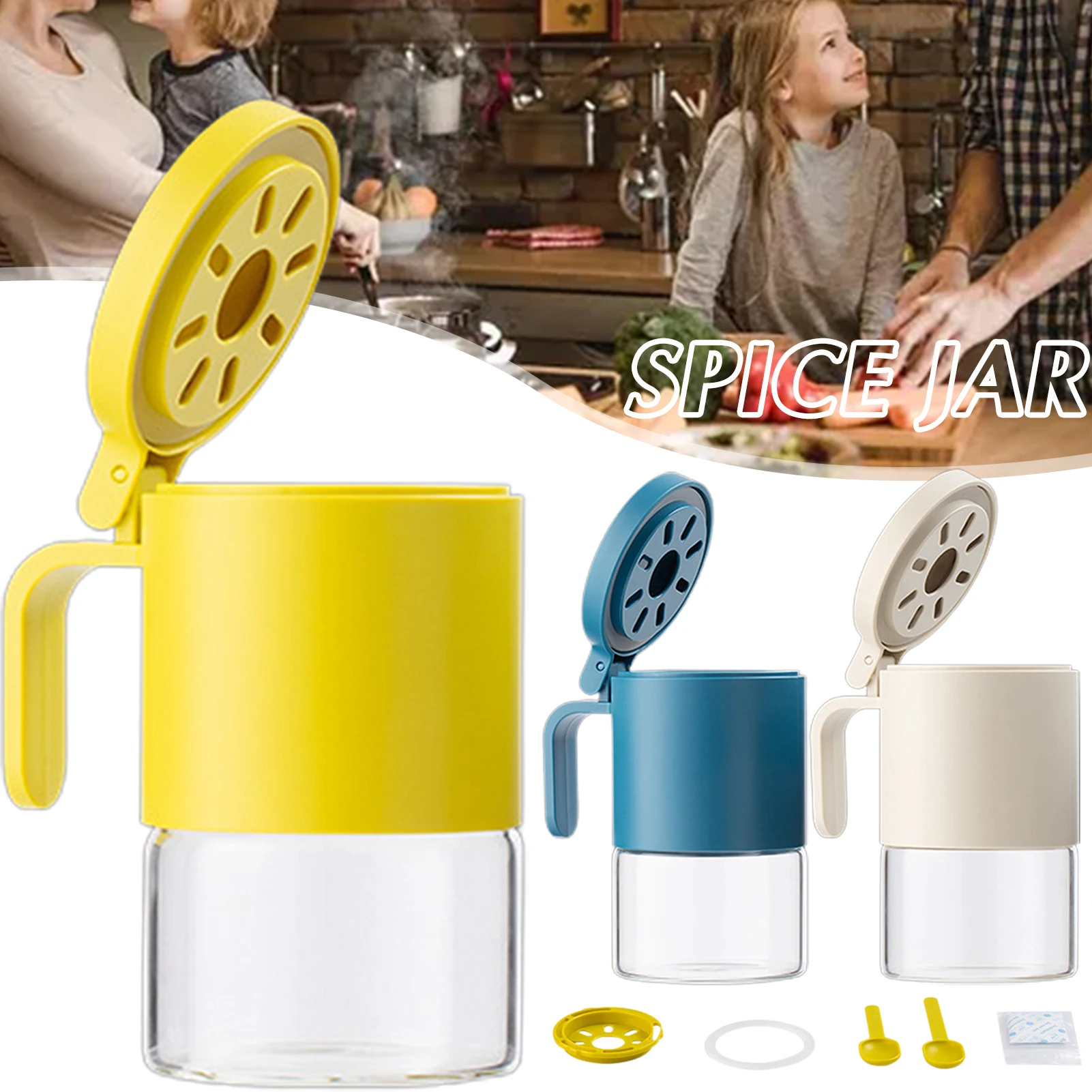 

Plastic Spice Jar With Two Spoons With Moisture Proof Design For Kitchen Use Sorted And Ordered Easy To Use Cozinha Utensilios