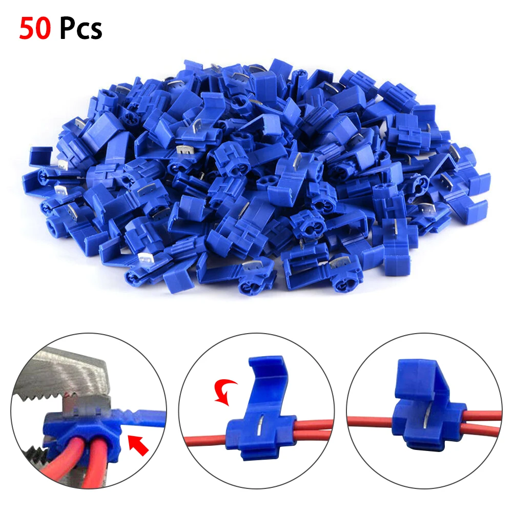 

50PCS Wire Connector Scotch Lock Snap AWG 14 -16 Without Breaking Cable Insulated Crimp Quick Splice Electrical Terminals
