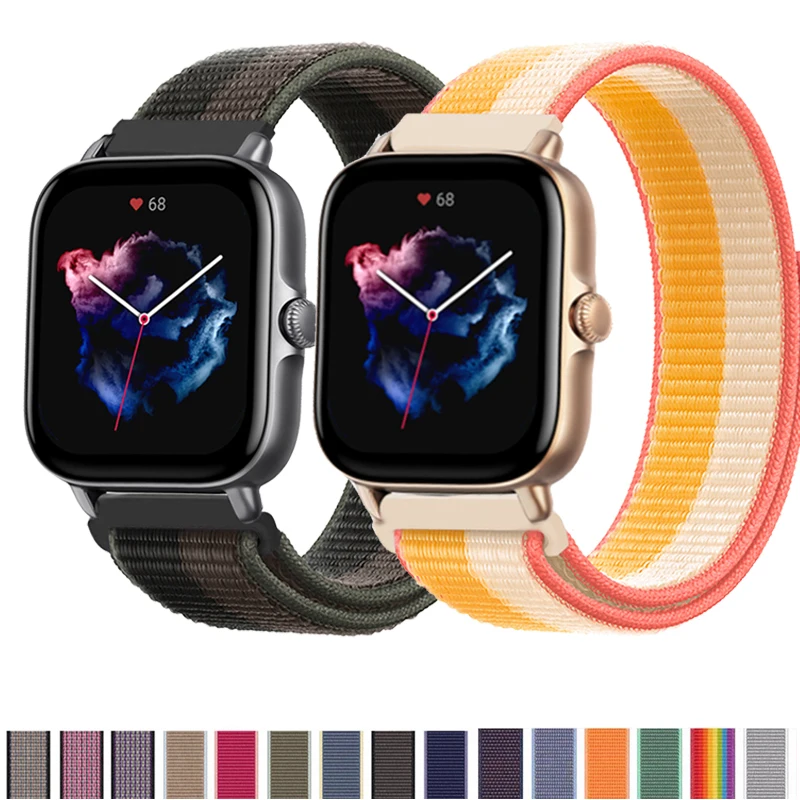 20/22 мм нейлоновый ремешок для Amazfit GTS/2/2e/GTS2 Mini/GTR 3 Pro 42 мм/47 мм/GTR2/2e/stratos 2/3 спортивный