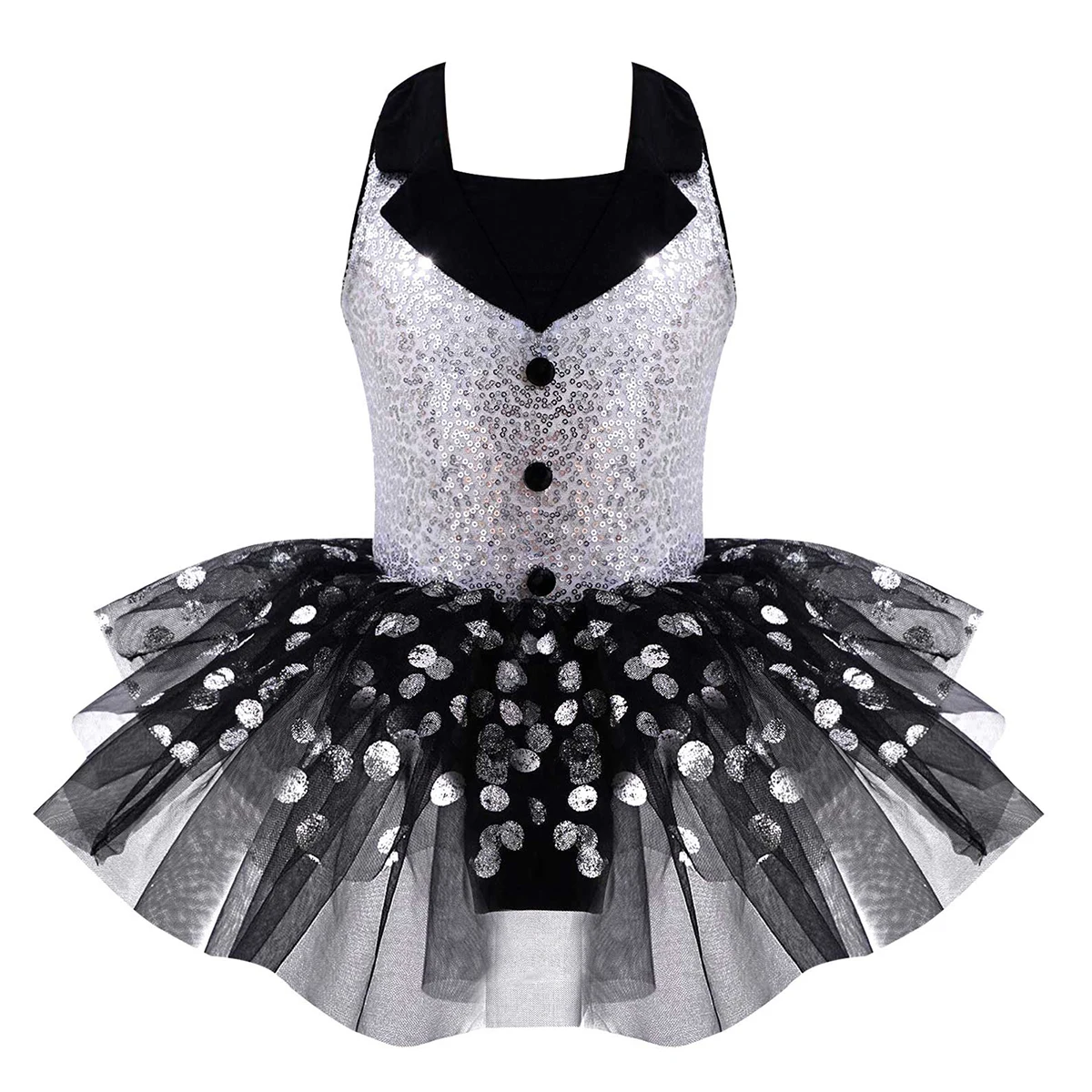 Sequins Ballet Tutu Dress For Girls Kids Sleeveless Shiny Dance Wear Ballet Gymnastics Leotard Dress For Dance Party Performance
