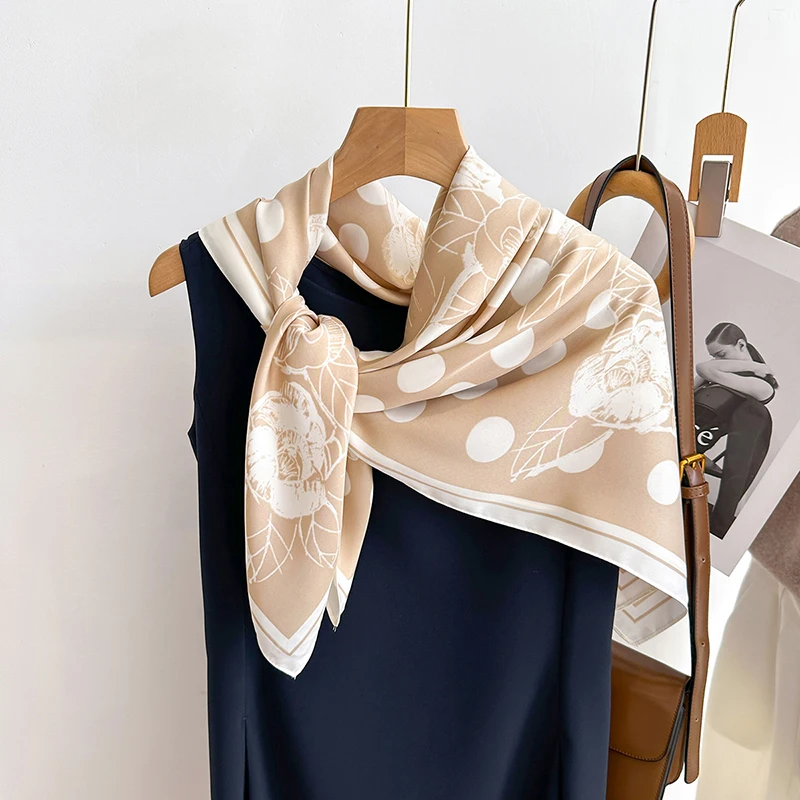 Квадратный шарф из шелкового твила для женщин роскошные шали и платки принт