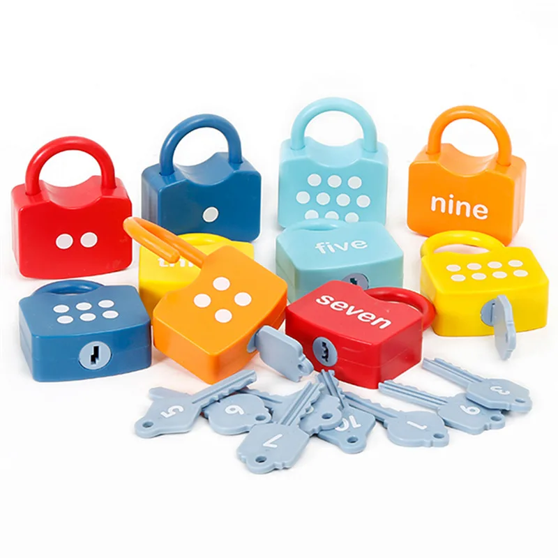 

Kids Learning Lock with Keys Games Montessori Educational Toys Numbers Matching Kid Learning Sensory Word Toys Teach Tool Gift
