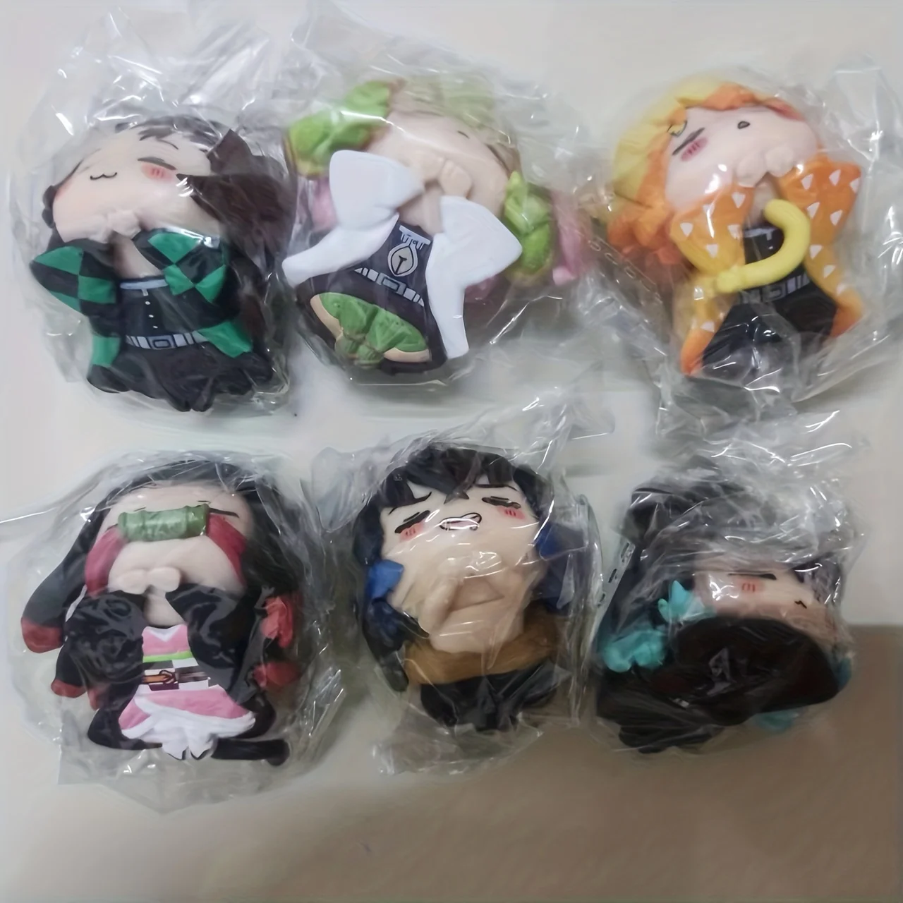 

4CM Demon Slayer Action Figure Sleep Q Cat Ear Version Anime Figure 6Pcs/1Set PVC Toys Model Car DEC Statue Figura Figurise Toy