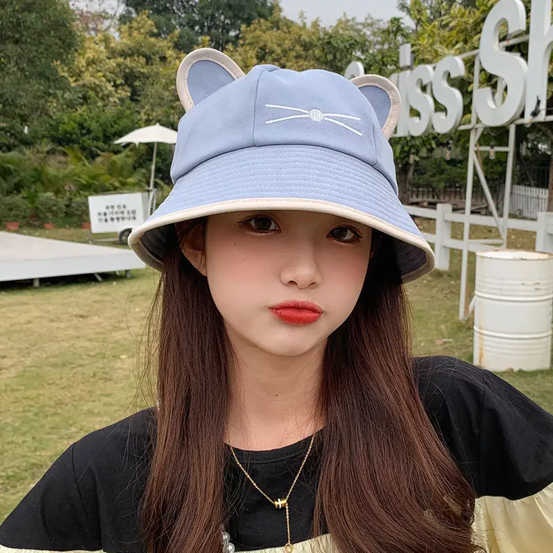 

Hat Woman Early Spring Summer Cat Ears Fisherman Hat Sweet Cute Student Sun Korean Version Japanese Sun Sunscreen Hat