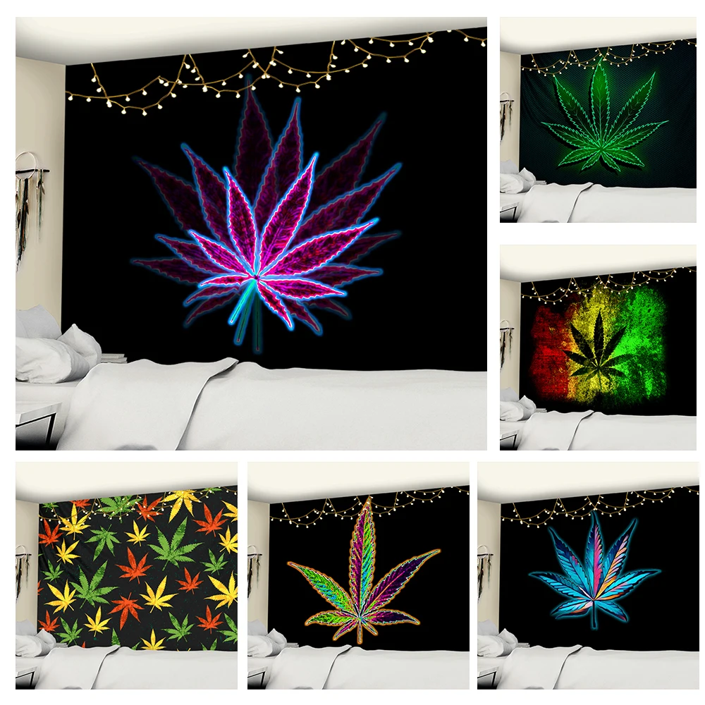 

New 3D Printing Maple Leaf Wall Hanging Tapestry Art TAPIZ Bohemia Psychedelic Witchcraft Curtain Bedroom Home Decor