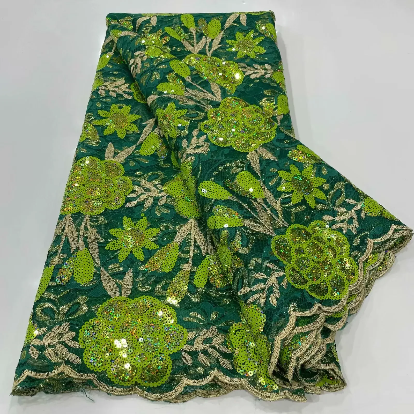 Новинка 2024 высокое качество французское Тюлевое кружево с блестками африканская