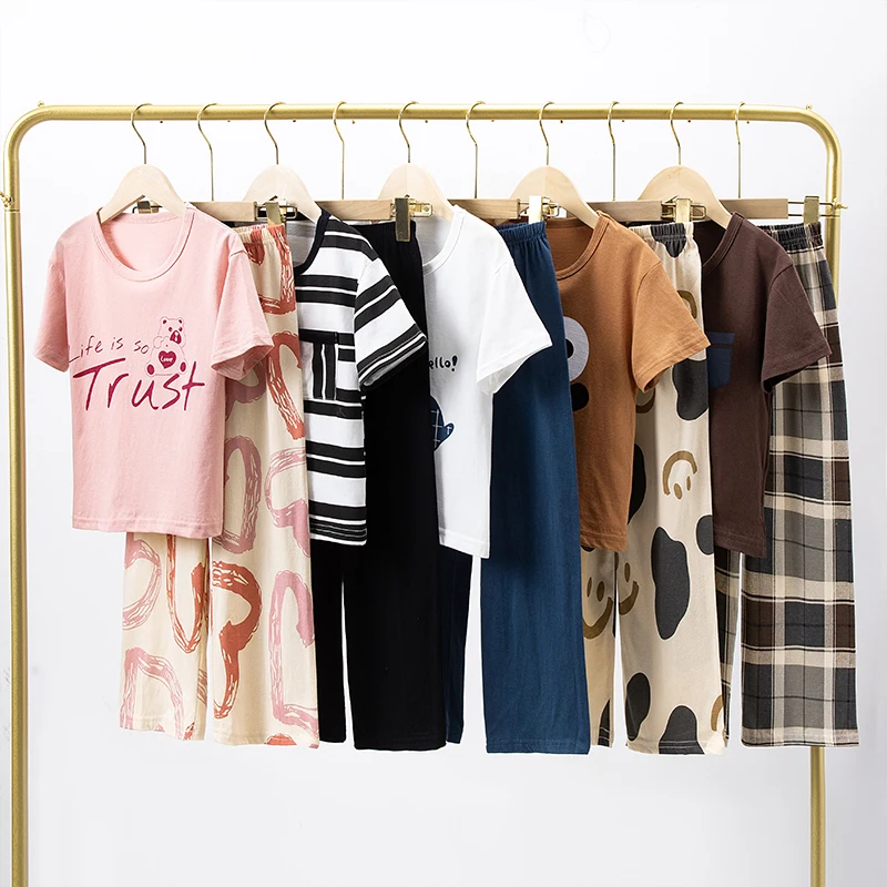 【LF】Весенний комплект домашней одежды для родителей и детей хлопковые рубашки с