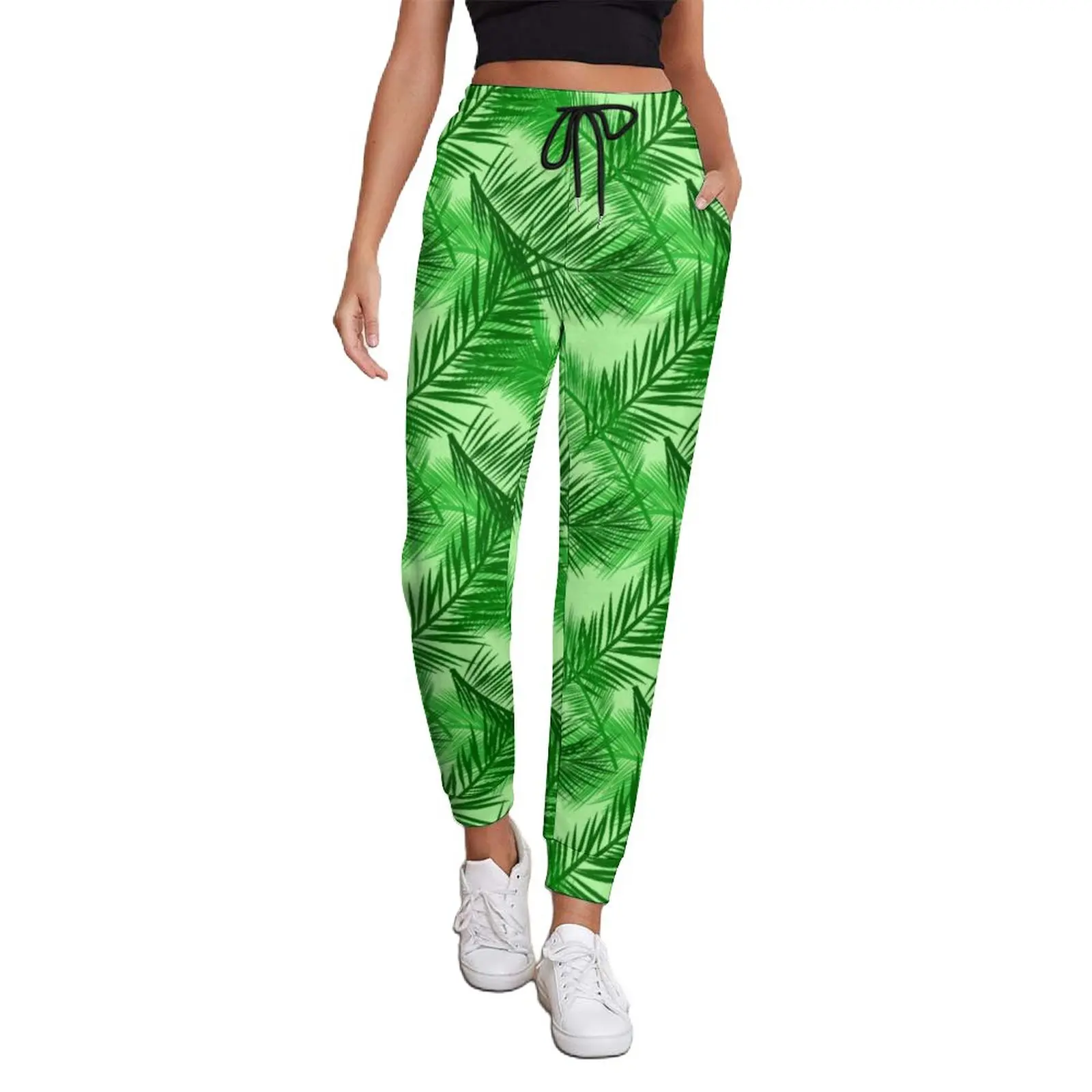 

Palm Leaf Print Jogger Pants Tropical Leaves Casual Sweatpants Autumn Graphic Street Fashion Big Size Trousers Gift Idea