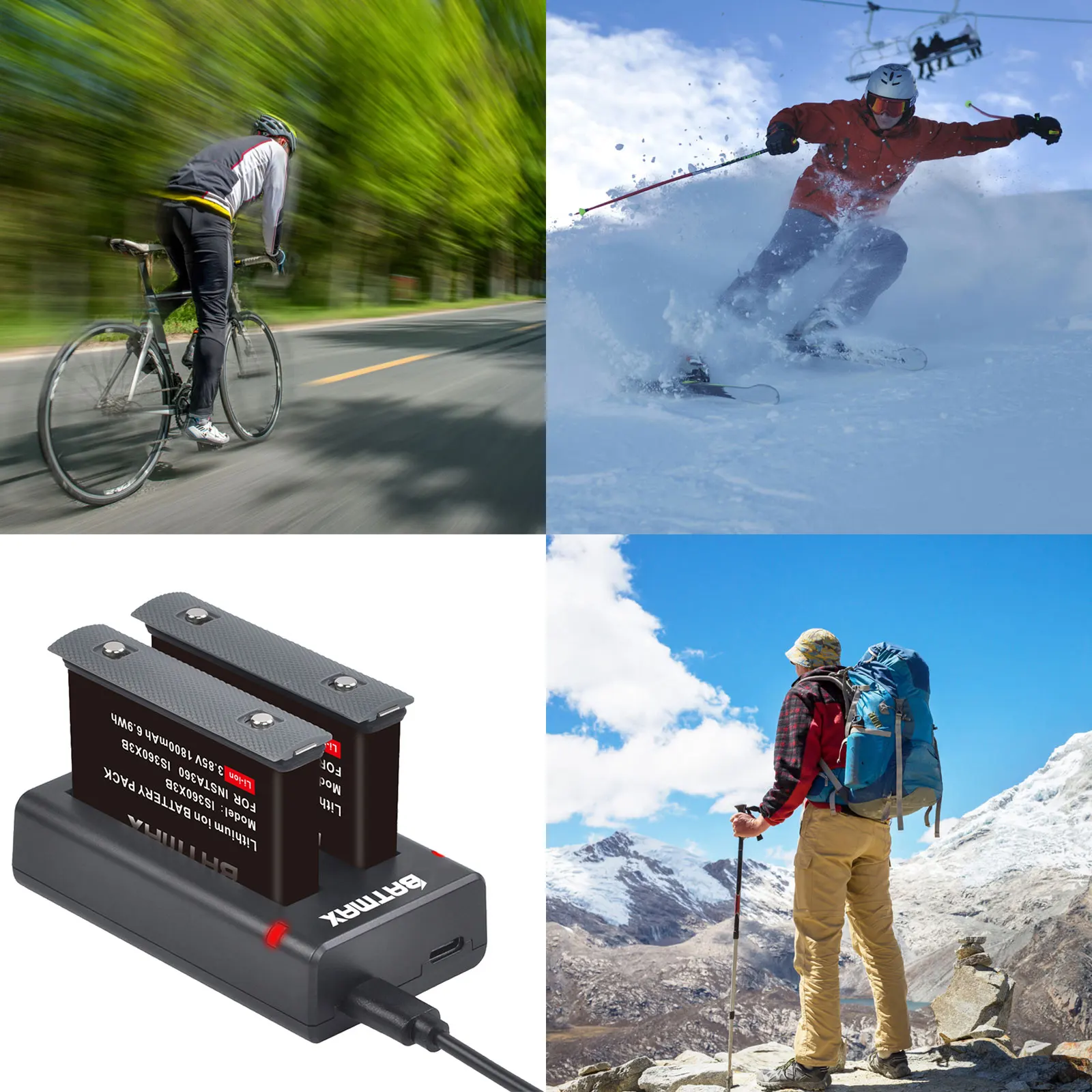 Аккумулятор Batmax 1800 мАч + двойное зарядное устройство USB с портом Type-C для