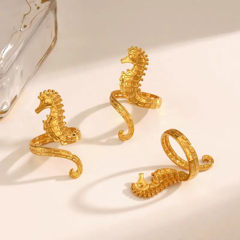 Регулируемые открытые кольца из нержавеющей стали золотого цвета в