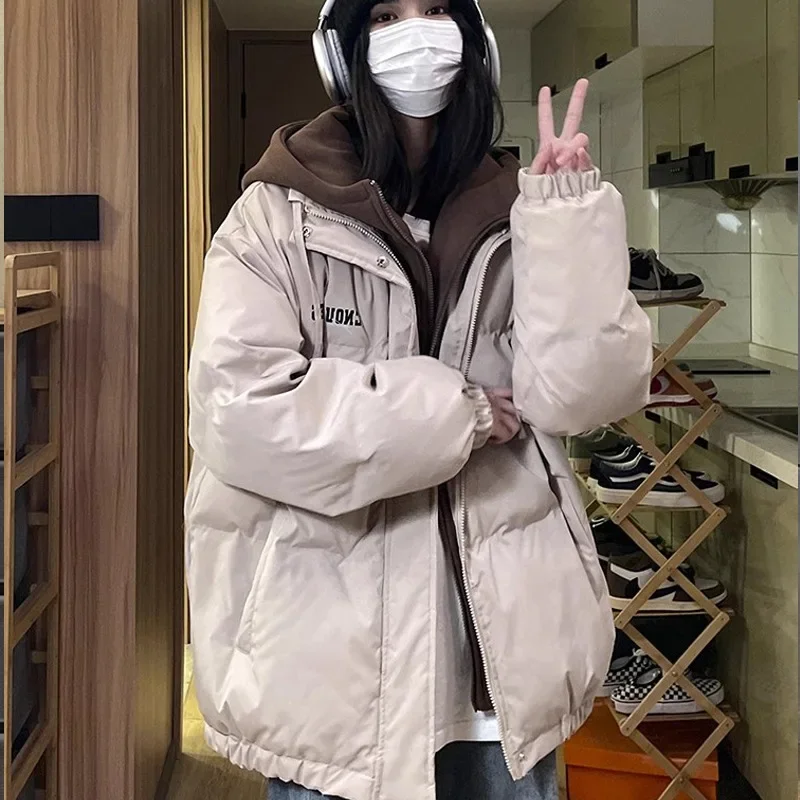 Женское зимнее пальто оверсайз с хлопковой подкладкой в американском стиле