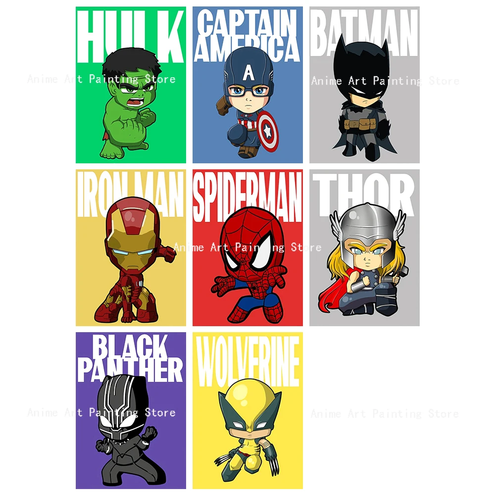 

Cartoon Superheroes Canvas Painting Marvel Avengers Poster Iron Man Wall Art for Kids Bedroom Decoration Pictures Home Decor