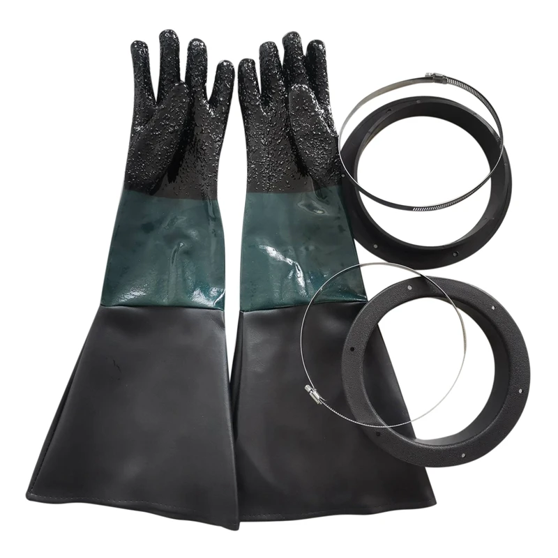 

NEW-Sandblasting Gloves Sand Blaster Parts Blasting Gloves With O Rings For Sandblast Cabinet Sandblasting Gloves 23.6 Inch