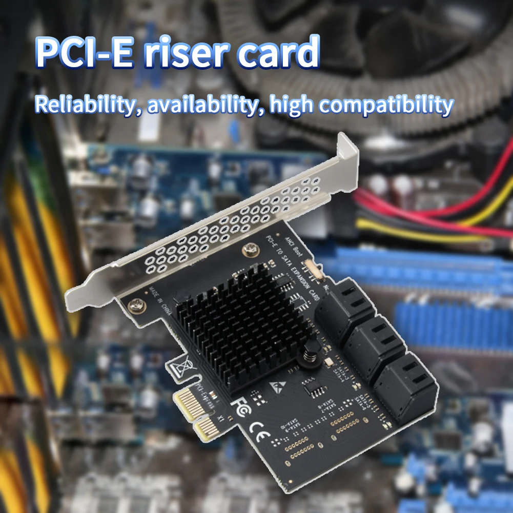 Фото Карта расширения PCI Express 1X на SATA3.0 с 6 портами, адаптер PCI-E X1/X4/X8/X16, конвертер-удлинитель для компьютера, 6 Гбит/с №3