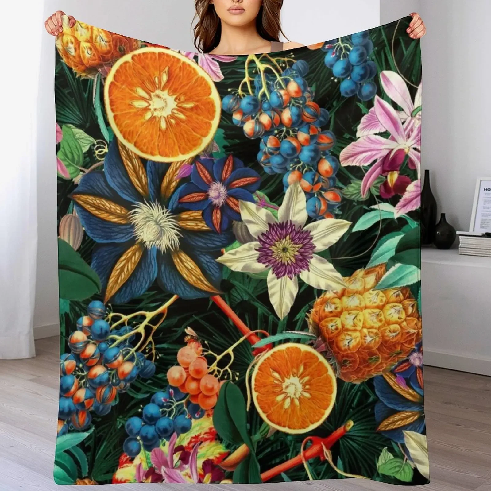 Фото Плед Tropical Orange Garden, который можно стирать в машине, мягкий и теплый. №1