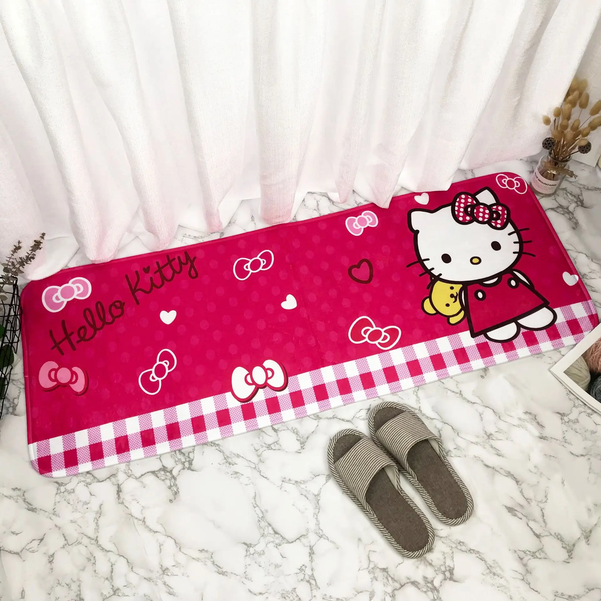 45x120cm holle kitty floor mat fare velvet memory cotton childrens cartoon carpet absorbent footmat bathroom non slip carpet free global shipping