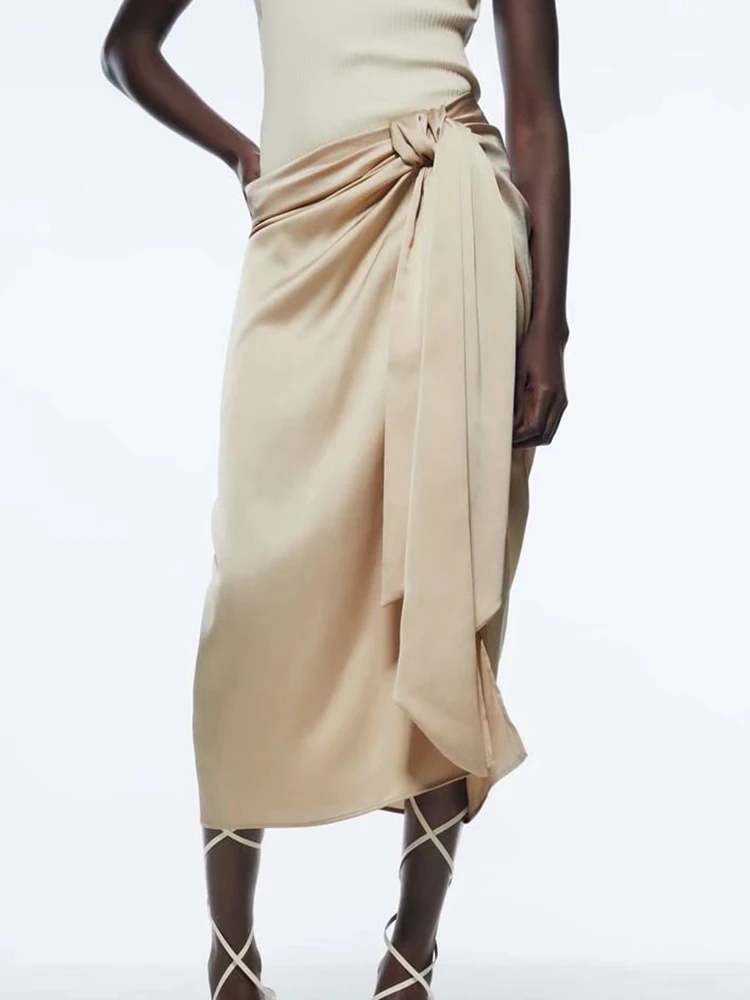 

2022 Spring Summer Women Solid Bow Skirts New Arrival Mid-Calf Elegant Party Beach Style Dress Chic Female Causal Outfit