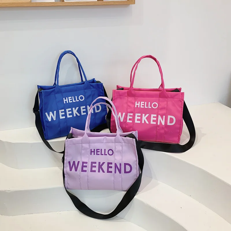 Large Capacity Top-handle Bags For Women Casual Tote Fashion Letter Nylon Crossbody Shoulder Bag Ladies Handbag