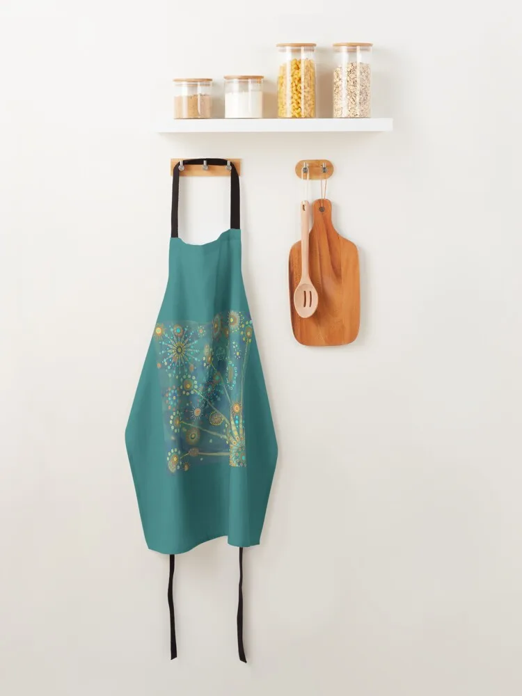 Фартук с мандалой фейерверк Синий Зеленый Оранжевый Новинка Кухонный и домашний