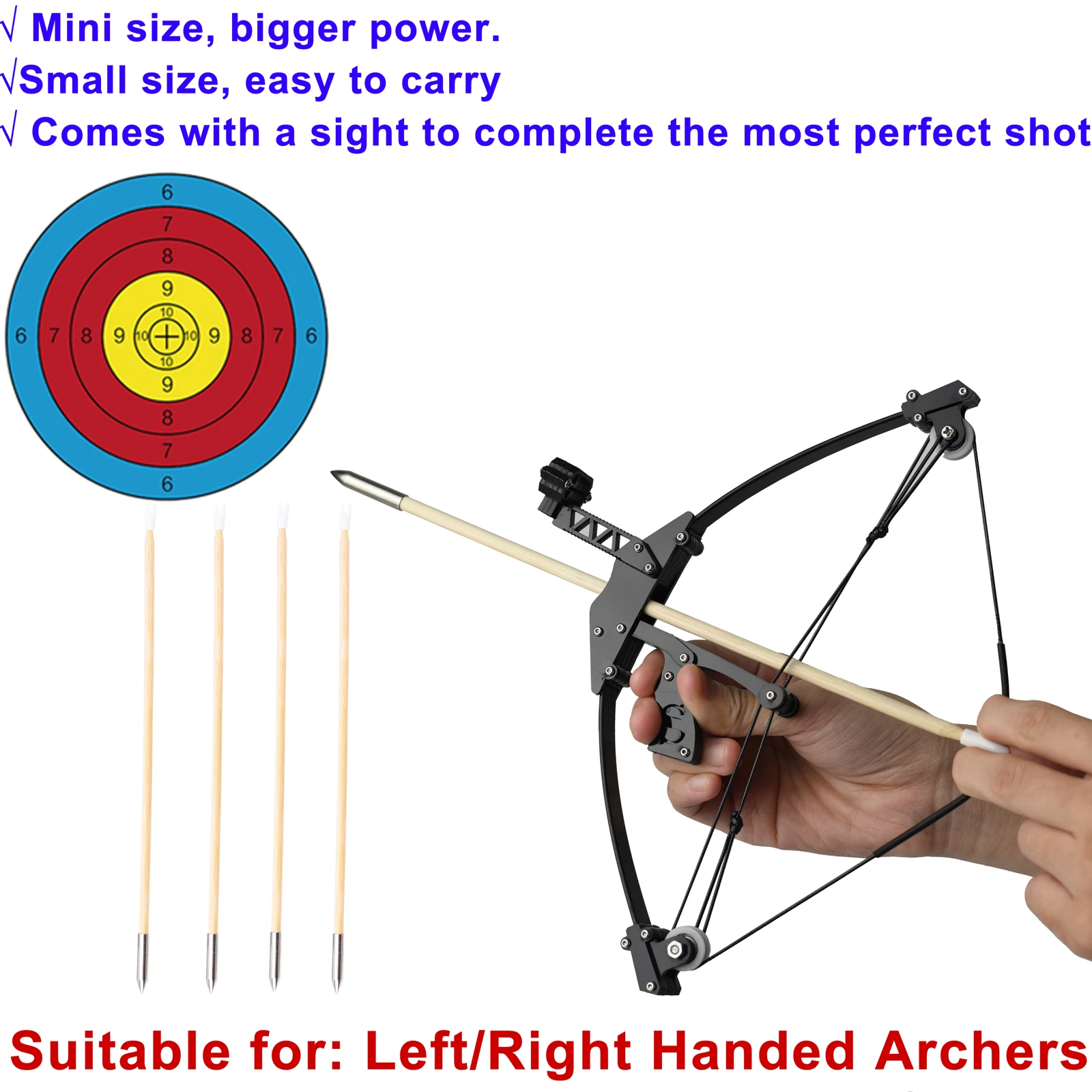 

Mini Compound Bow Short Axi Triangle Bow Archery Powerful Stainless Steel Bow Creativity Outdoor Sports Arrow Shooting Small bow