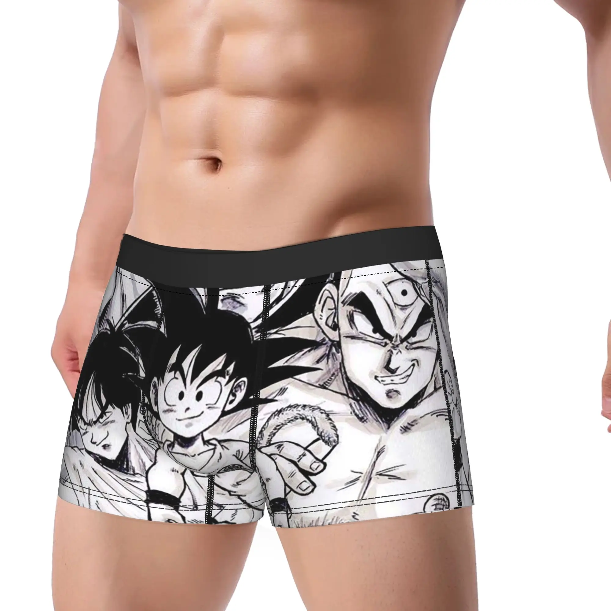 Фото Мужское нижнее белье Goku Mange, японские трусы-боксеры с изображением дракона, аниме, сексуальные дышащие трусы для мужчин, большие размеры №1