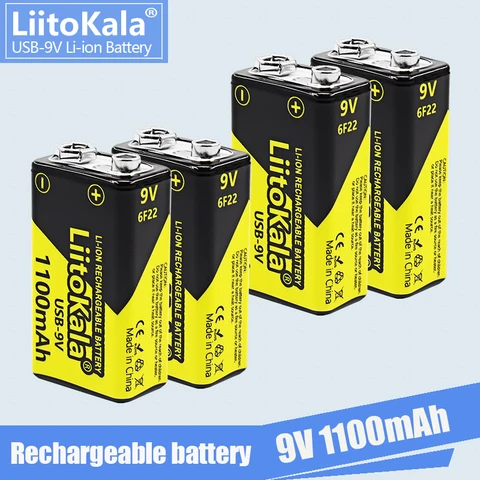 1-24 шт. LiitoKala USB-9V 1100 мАч литий-ионная аккумуляторная батарея Type-C USB 6F22 9 В для радиоуправляемого вертолета модель микрофона игрушка