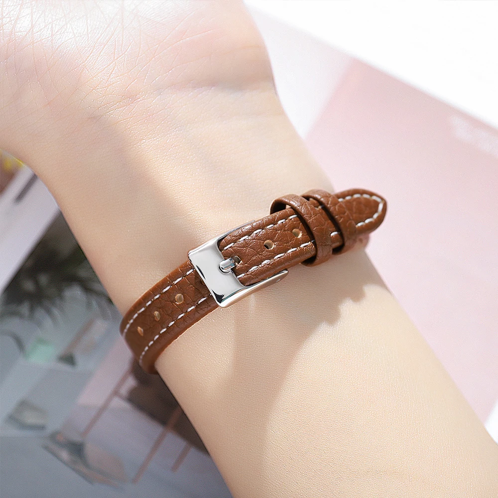 GEDI Retro Rectangle Women Watches Leather Strap Ultra-thin Waterproof Ladies Quartz Wrist Watch Casual Vintage Female Clock New