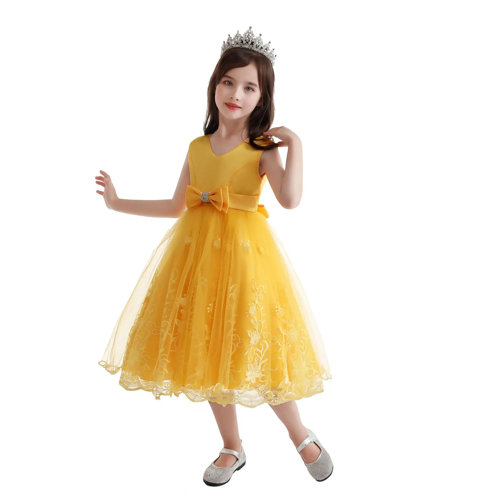 

Flower Girl Dress Kids Baby Sequin Bowknot Tutu Princess Wedding Bridesmaid Birthday Party Pageant Dress 3-10 Year Old