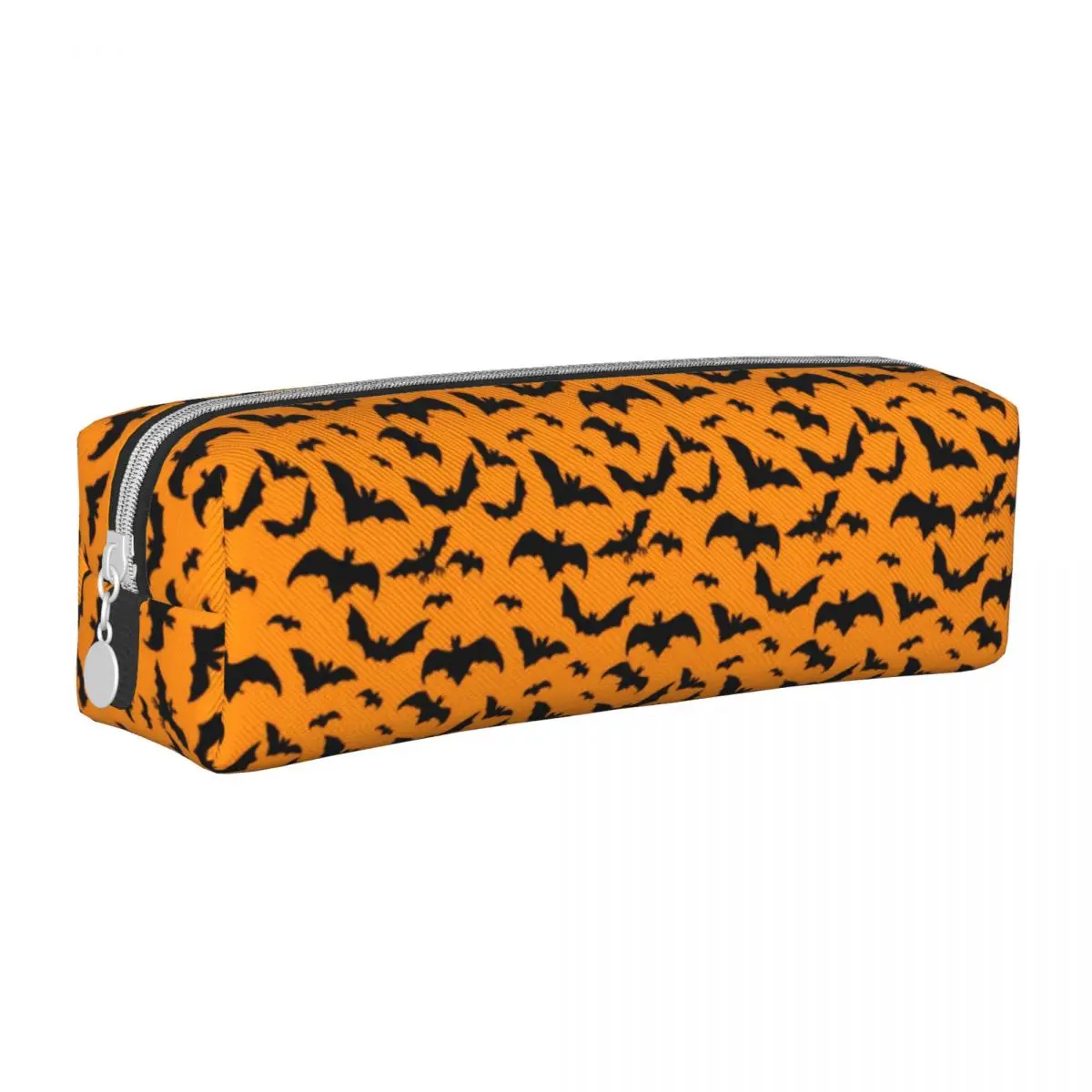 

Квадратный карандаш на молнии для Хэллоуина, оранжевого и черного цвета, кожаный пенал для подростков, простой чехол для ручек