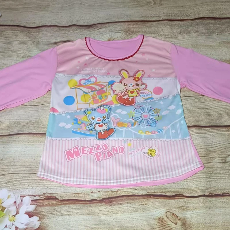 Женский укороченный топ Sweet Lolita Y2k эстетические тонкие футболки с длинными