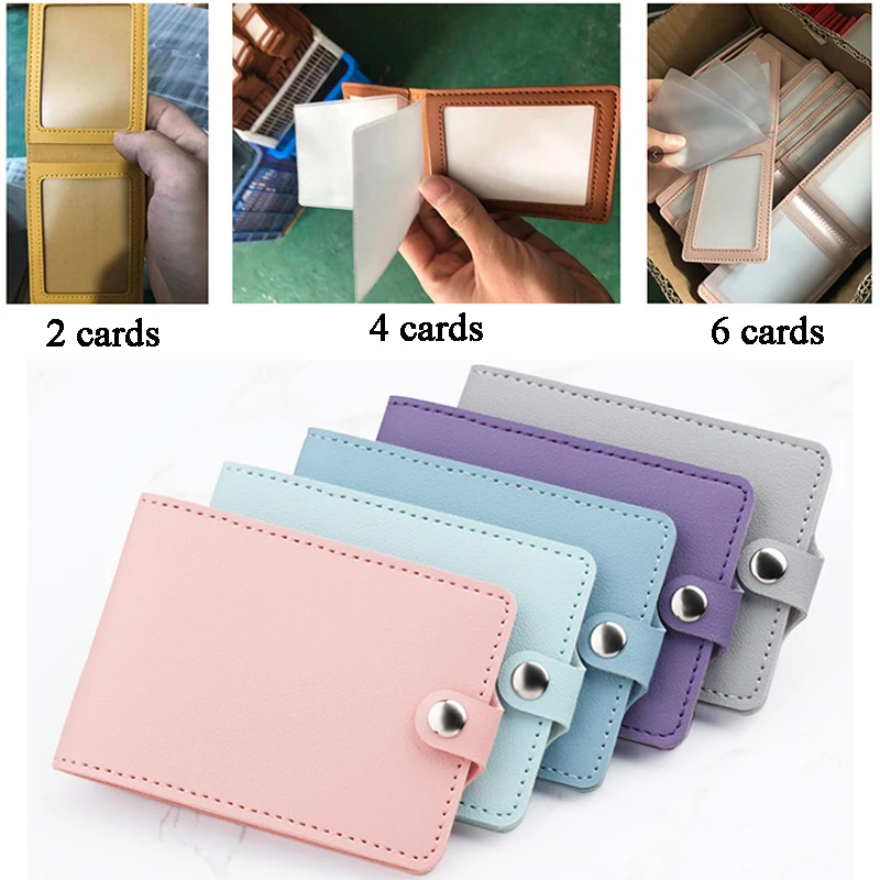 

2/4/6Card Slots Card Protective Cover PU Card Holder Case Driver License Cover Wallet Card Case Snap On Slim Solid Ultra Thin
