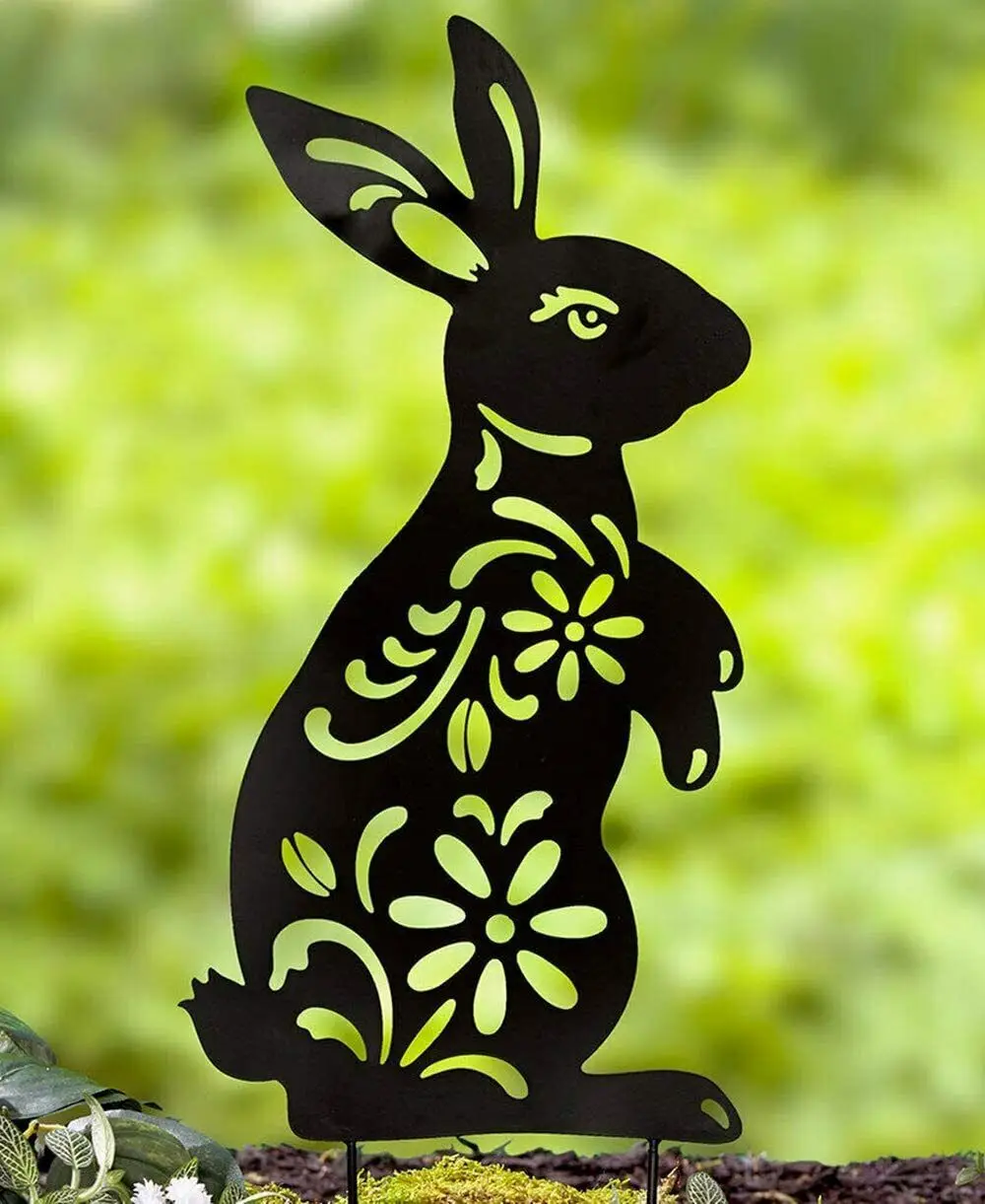 

Animal Silhouette Stake Bunny Rabbit Garden Stake Yard Art Lawn Patio Decor