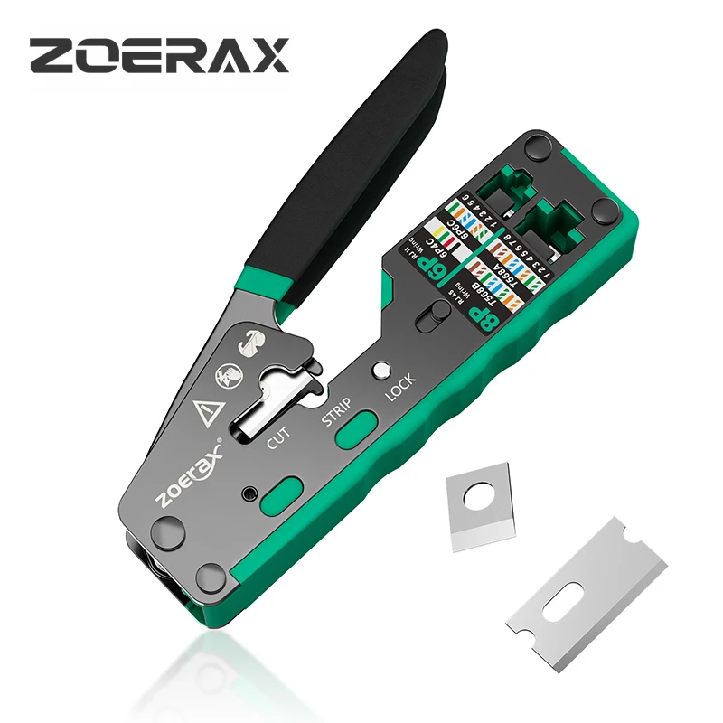 Фото Обжимной инструмент ZoeRax RJ45, обжимной резак для Cat6 Cat5 Cat5e 8P8C, модульный разъем Ethernet, универсальный инструмент для проводов №1