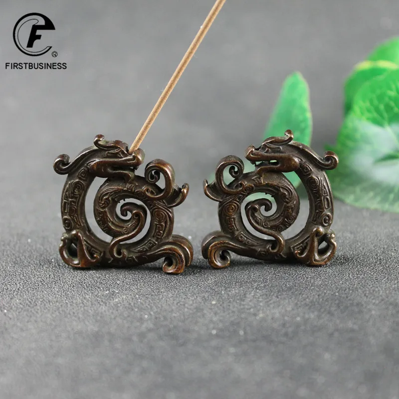 Antique Solid Copper Dragon Incense Burner Tea Set Ornaments Mouse Crafts Brass Cartoon Animal Figurines Desk Incense Holder