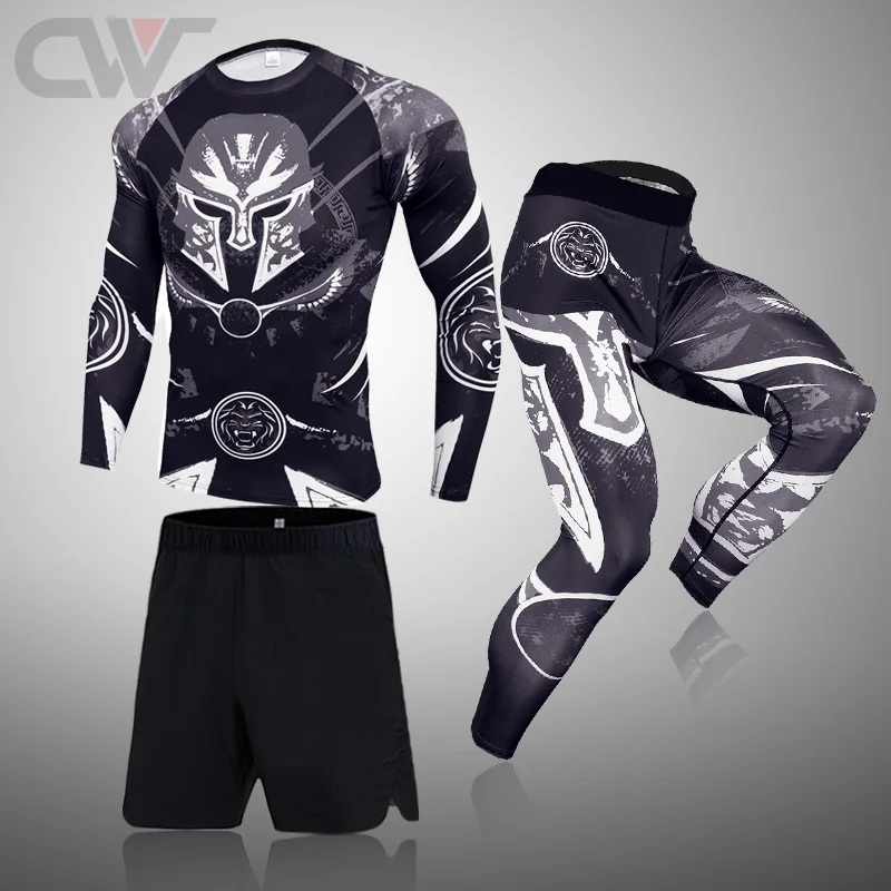 

Men's Spartan Tight Sports Suit Gym MMA Fitness Jogging Fighting Training Elasticity Compression Men's Thermal Underwear Tights