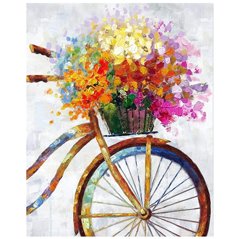 

DIY Diamond Painting Flower Bicycle Picture Of Rhinestone 5D Full Round Dirll Embroidery Mosaic Cross Stitch Kit Home Decoration