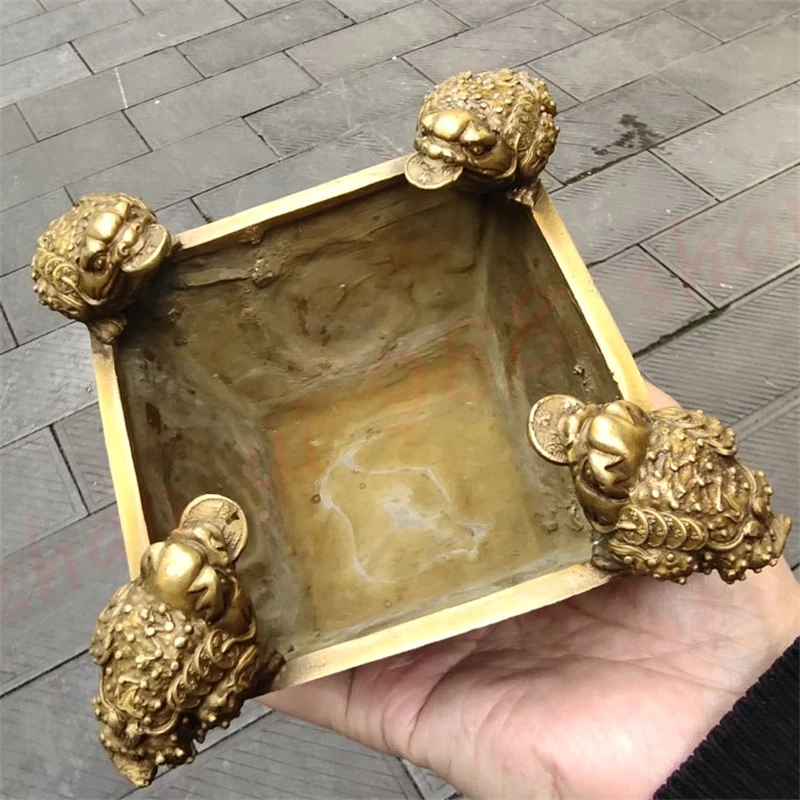 Латунные благоприятные украшения, Золотая жаба, искусственное украшение для горшка Sifang Nacai Jubao, изысканное украшение для дома и офиса, поделки и декор