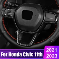 for honda civic 11th gen 2021 2022 2023 carbon fiber car steering wheel button panel decoration cover abs accessories