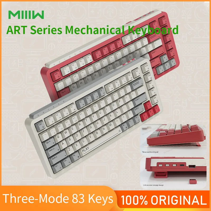 

MIIIW ART Mechanical Keyboard Three-mode 83-key Z830 G Yellow PRO Axis Double-layer Silencing Full-key Hot Swap BT 3.0/BLE 5.0
