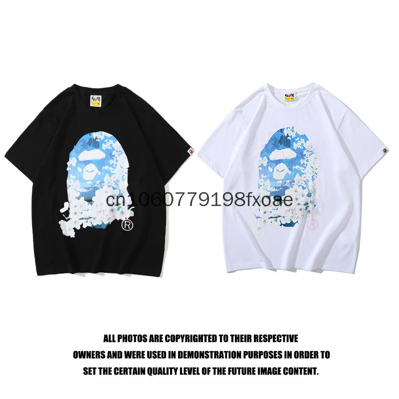 

Новинка лета 2022 года, лимитированный японский бренд BAPE с изображением цветущего вишни, мужская и женская одежда для пар, Молодежная уличная ...
