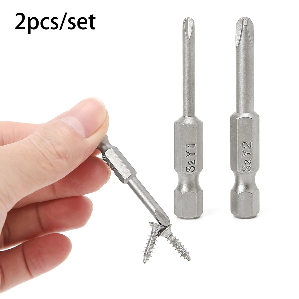 

2 Pcs 50mm Magnetic 1/4'' Hex Shank Tri-wing Y Tip Head Screwdriver Bits Y-shaped Head Drill Bit Screwdriver Replacement Y1 Y2