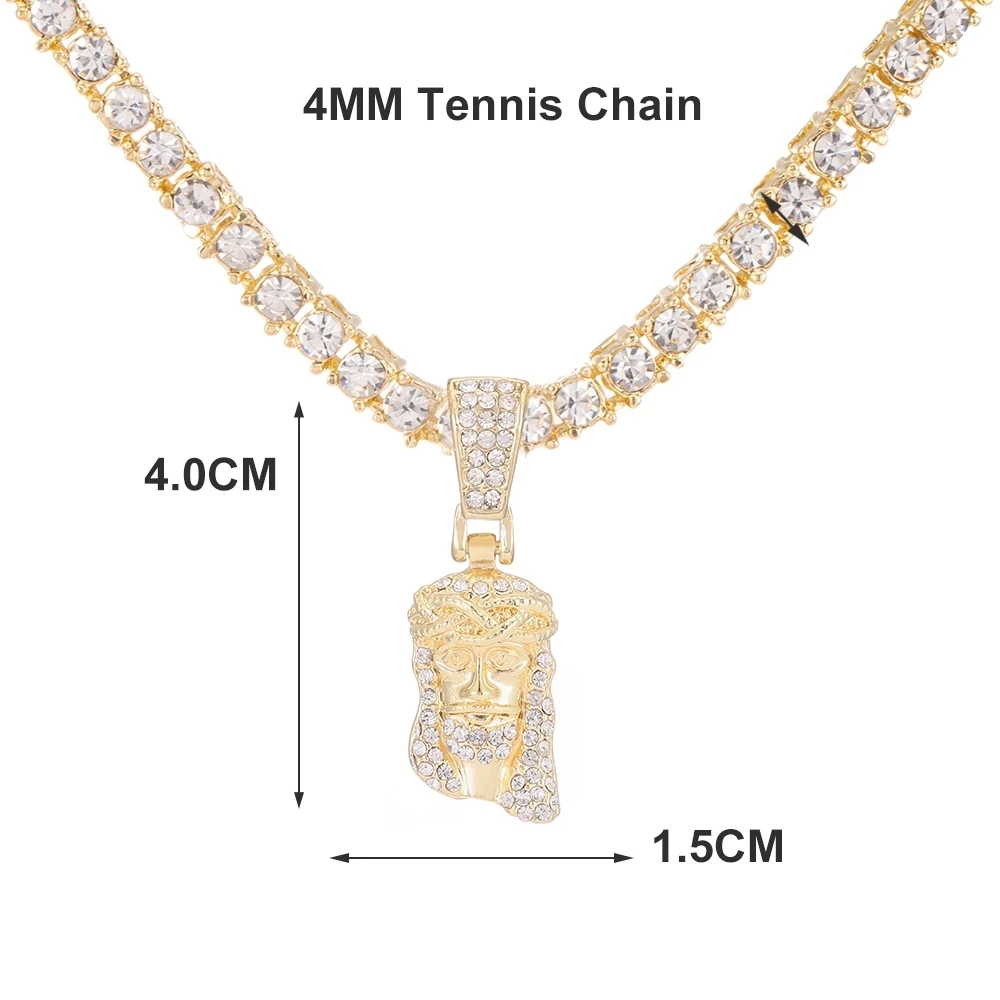 Мужская цепочка с изображением головы Иисуса Христа сверкающая кулон ожерелье в