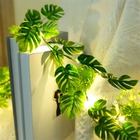 artificial plant leaf garland fairy lights outdoor garden decor led copper wire string lights for wedding christmas tree lights